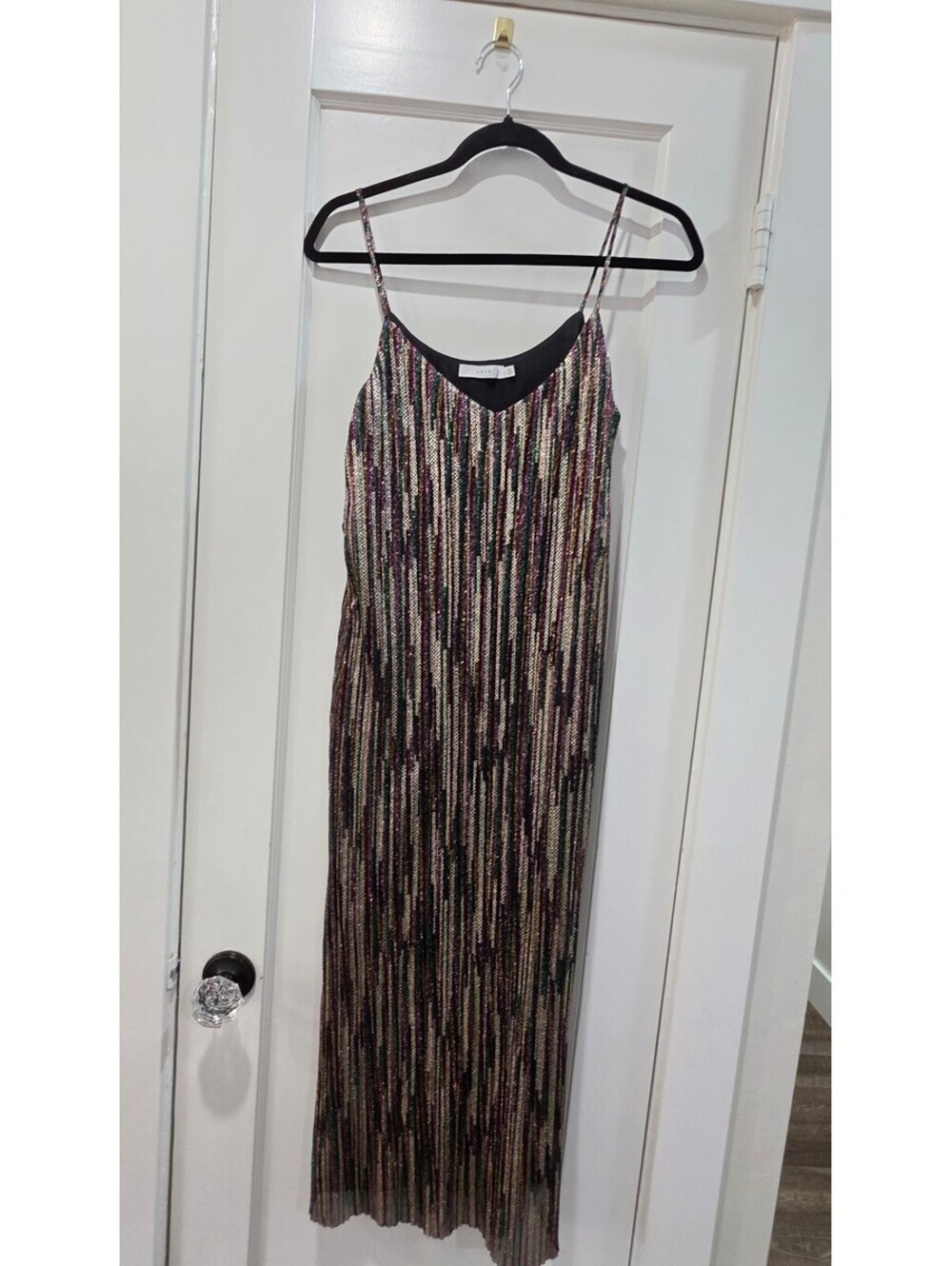 Lush Striped Metallic Sequin Maxi Dress Small